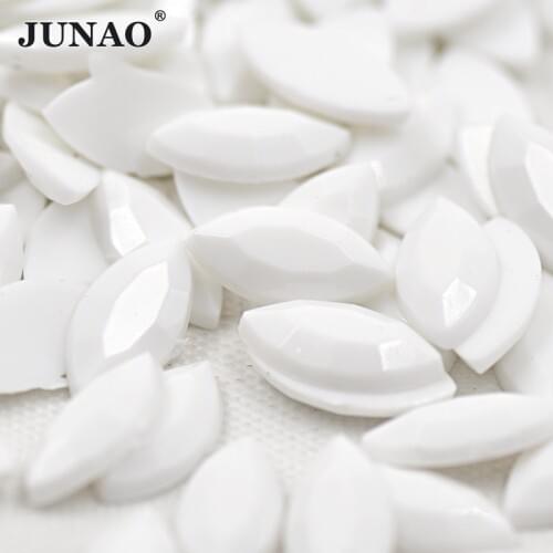 JUNAO 7*15mm White Flatback Crystal Rhinestone Acrylic Strass Applique Non Sewn Crystal Stones for Decoration
