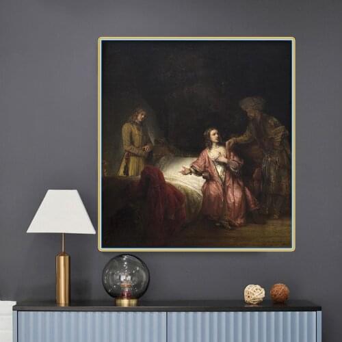 Citon Canvas Art Oil painting Rembrandt《Joseph and Potiphars Wife》Artwork Picture Modern Wall decor Home Living room Decoration