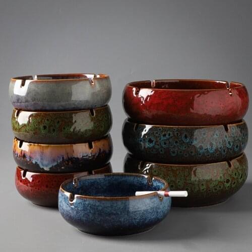 Ceramic Ashtray Retro Chinese Style Home Living Room Office Windproof Ashtray Creative Personality Large Ashtray