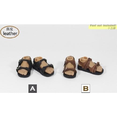 ZY1015 1/6 Male Black/Brown Colors Male Shoes Leather Sandals Model for 12" Action Figures Dolls Accessories in Stock