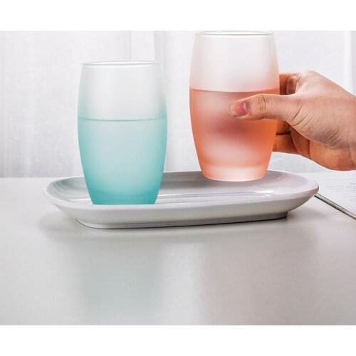 Drinking cup set water cup simple and fresh forest portable lovely girl glass glass milk transparent tea cup