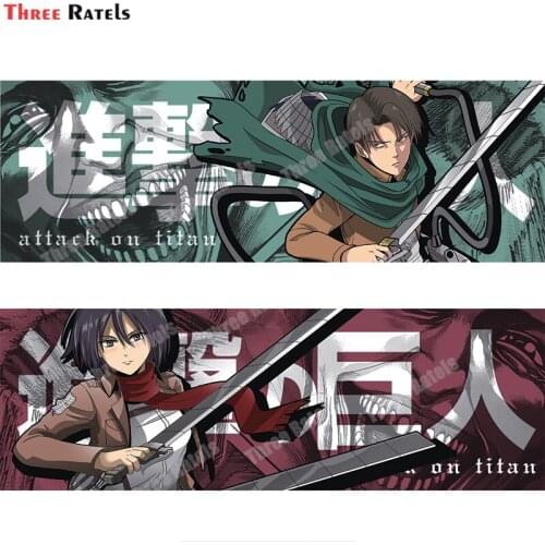 Three Ratels B373 Cool Cartoon Role Levi Slap And Mikasa Slap For Motorcycle Stickers Waterproof Protected Decals
