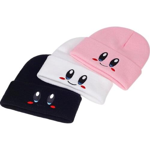 New Autumn Winter Women beanie Hats Cute Smiley Face Big Eyes Embroidered Knitted hats Unisex ski Warm Cold Knit hats gorras