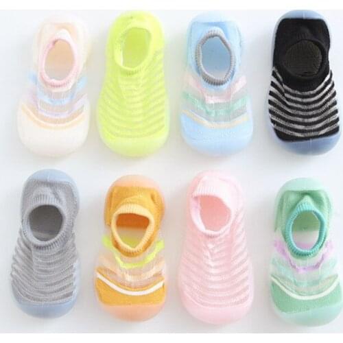 Baby Shoes First Shoes Unisex Toddler First Walker Babys Kids Rubber Soft Sole Floor Shoes Glass Silk Socks Indoor Floor Shoes