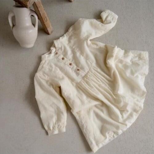 Autumn Girls Cotton and Linen Dress Long Sleeve 2021 European American Baby Princess Dress Children Kids Clothes Buttons,#6413