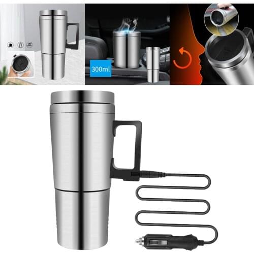 Portable Car Electric Kettle 300ml Heating Water Pot Stainless Steel