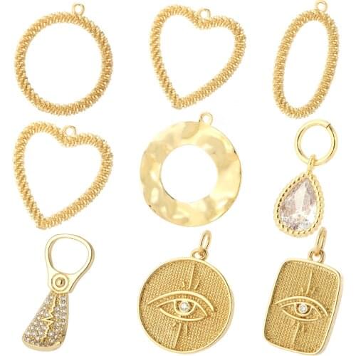 Geometric Blank Earrings Charms Heart Love Eye of Horus Diy Pendant Necklace Charms for Jewelry Making Supplies Dijes Butterfly