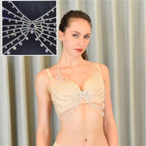 Dropship Shiny Multilayer Chest Chain Jewellery Rhinestone Bodies for Women Swimwear Lingerie Sexy Bra Top Underwear Nightclub