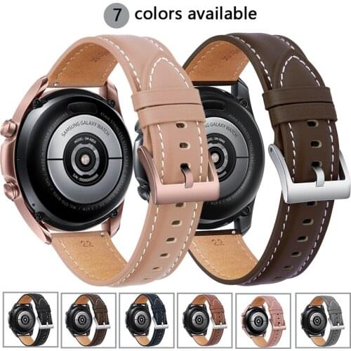 Genuine Leather Wristband for Samsung Active 2 3 Galaxy Watch S3 S2 42/46mm 41/45mm Band Bracelet Gear Sport 20/22mm Belt Strap