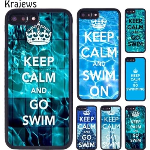 Krajews Keep Calm And Go Swim Rubber Phone Case For iPhone X XR XS 11 12 Pro MAX 5 6 6S 7 8 Plus Samsung Galaxy S7edge S8 S9 S10