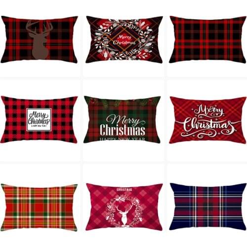 Christmas Cushion Cover 30x50 Pillowcase Lattice Letter Printed Sofa Cushions Decorative Throw Pillow Home Decor Pillowcover
