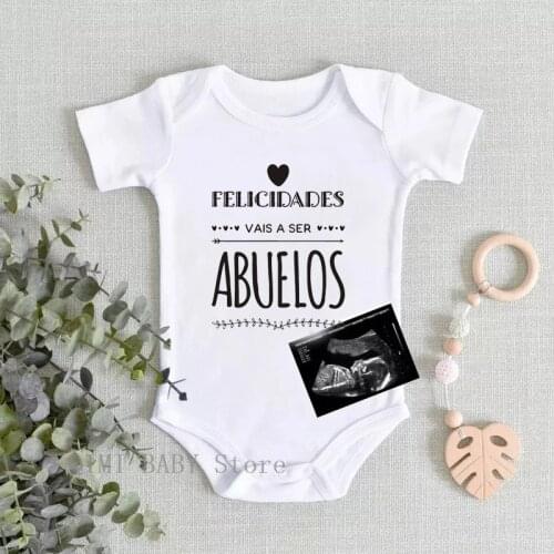 Vais a ser Abuelos Cotton Newborn Baby Bodysuits Cute Summer Baby Rompers Body Baby Boys Girls Clothes Outfits Pregnancy Reveal