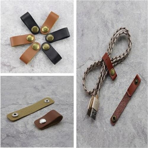 Cable Winder Clip Leather Cable Organizer for Earphone Holder Mouse Cord Protector Cable Wire Management for IPhone for USB Line