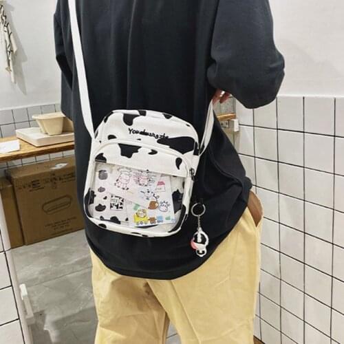 Women Girls Cartoon Cow Print Shoulder Crossbody Bag Lady Tote Satchel Purse