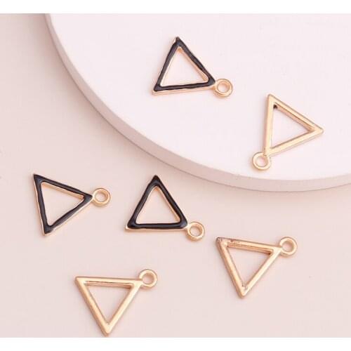 10pcs 15x13mm Enamel Black Color Triangles Pendants Charms for Making Bracelets & Necklaces Metal Alloy Jewelry