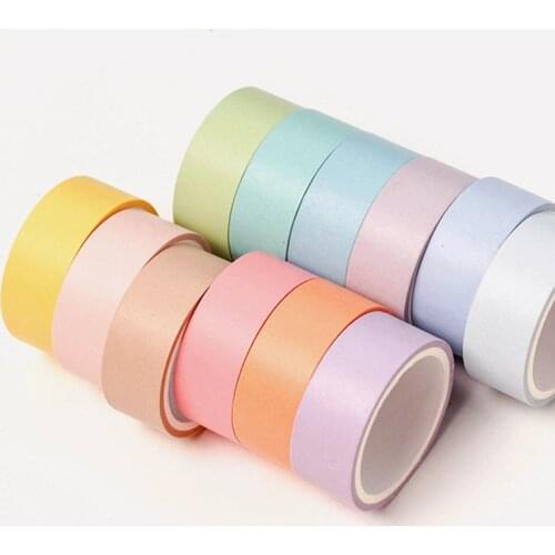 12 Various Pure Color Masking Tape set 7.5mm/15mm Decorative Washi Tapes For Journal Album Stationery School Supplies H6804