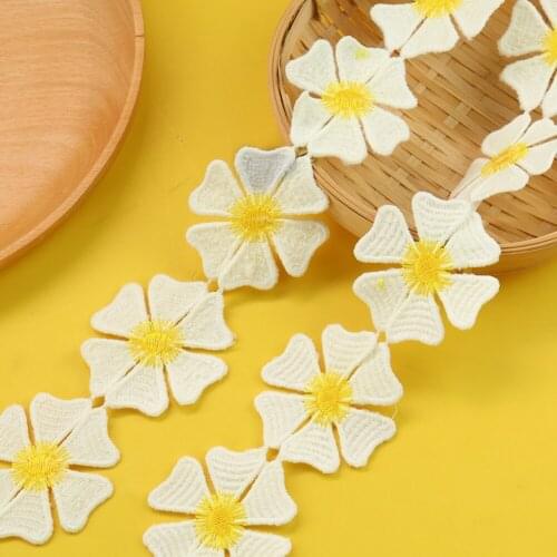 Cotton Thread Two-color Lace Embroidery Color Daffodil Barcode Lace DIY Accessories Home Decoration Christmas Pendant 2 Yards