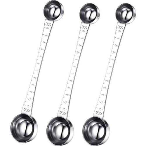 3PCS Coffee Scoops with Tick Mark,Stainless Steel Coffee Measuring Scoop for Coffee, Tea, Sugar and Milk, 5ML and 15 ML