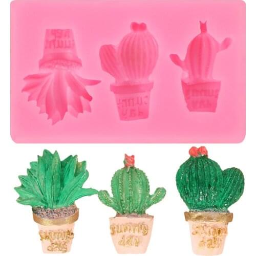 3D Cactus Candle Silicone Molds Fondant Cake Decorating Succulent Plants Soap Clay Mold Gum Paste Chocolate Candle Moulds