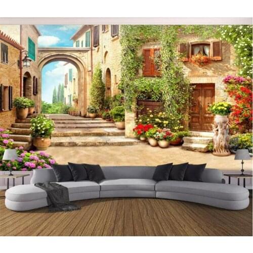 3D Wallpaper European Town Street Background Wall Mural Living Room Bedroom Home Decor Wall Paper For Walls 3 D Papel De Parede