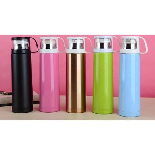 500ML Thermos with handle cap Easy drink plastic mug cup 304 Stainless Steel insulated Thermal Bottle vacuum flask water bottle