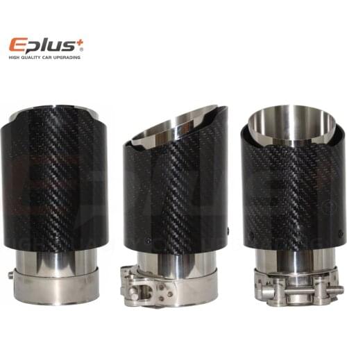 Car Carbon Fibre Glossy Exhaust System Muffler Pipe Tip Straight Universal Silver Stainless Mufflers Decorations For Akrapovic 1