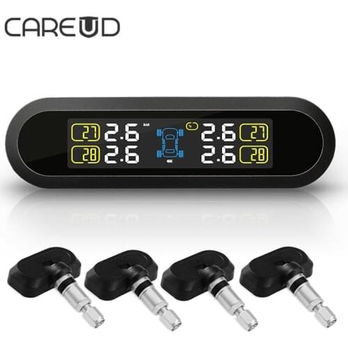 New Solar TPMS Wireless Tire Pressure Indicator 4 Built-In Sensor Battery Long Life Car Alarm Systems Tire Pressure Monitoring
