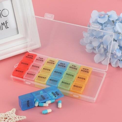 7-color Pill Case Box Medicine Case Organizer Week Storage Holder Case For Medicine Drug Pill Case 7 Day 21 Slot