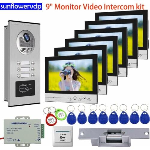 Intercoms For Apartment Access Control 9 inch Color Video Intercom For Home Video Door Entry With Electric Strike Lock Door Bell