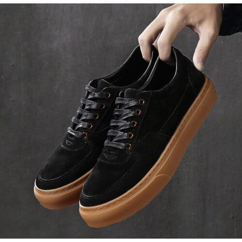 Breathable Suede Mens Comfortable Shoes Casual Slip Resistent Luxury Man Leisure Leather Shoes For Male Fashion Sneakers