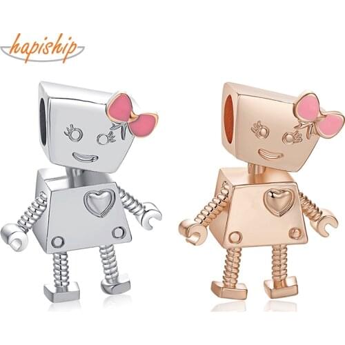 Hapiship 2020 Original Daisy Fashion Sweet Cartoon Bow Children Charm Beads Fit Charm Bracelet Female DIY Jewelry Making CZ005