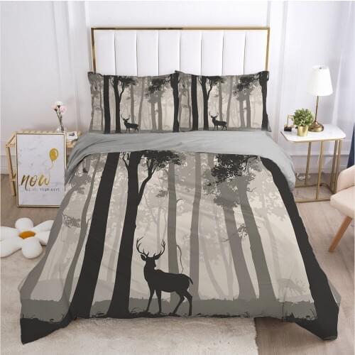 3D Bedding Set Duvet Cover Sets Gray Quilt Covers Pillowcase(s) Comforter Case Bed Linen Cartoon King Queen Size Bedclothes