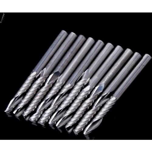 10 Pcs 4mm Shank Single Flute Carbide Spiral End Mill Cutter Tungsten Steel Milling Cutter CNC Router Bits 22mm CEL Hand Tools