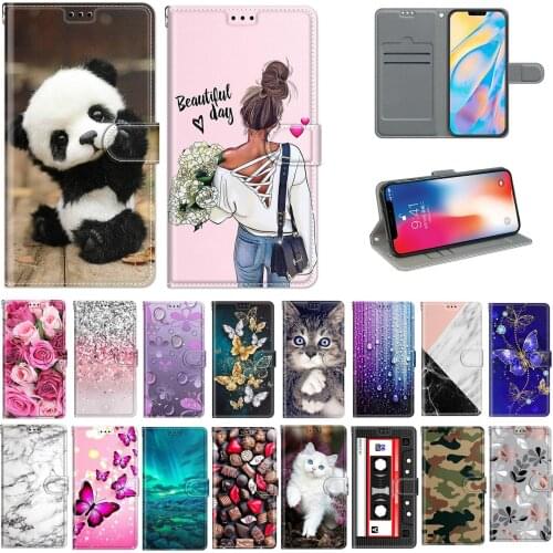 3D Painted Leather Case for iPhone 11 12 Pro Max X XS XR 6S 7 8 Plus Fundas Flip Wallet Phone Card Holder Stand Book Cover Coque