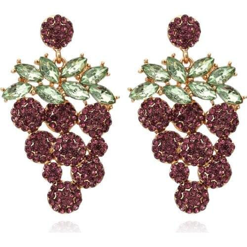 Alloy Set Colorful Grape Earrings Fruit Shape Ear Pendant 2020 Fashion Womens Accessories