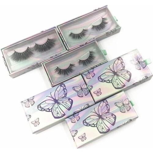 NEW Holographic butterfly wholesale eyelash packaging box lash boxes packaging faux mink lashes makeup round empty case bulk