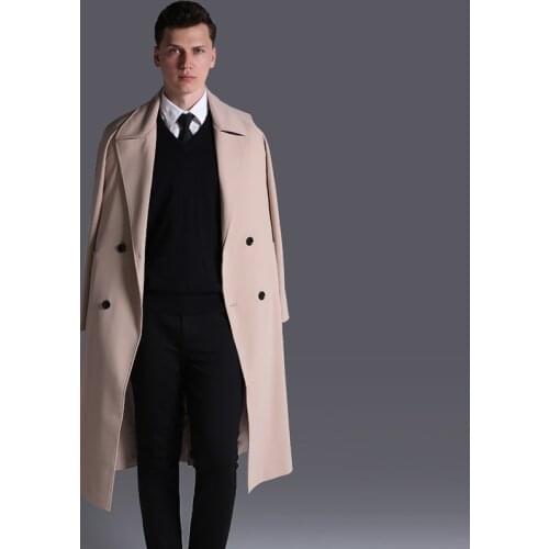 New Mens Coats Luxury Long Style Double Breasted Khaki Mens Jackets And Coat Spring And Autumn Fashion Casual Man Trench 6XL
