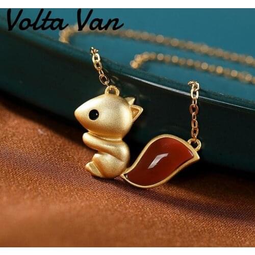 Volta Van Pendant Necklaces 925 Sterling Silver 2021 New Elegant South Red Agate Fine Jewelry Squirrel Trendy Concise Necklace