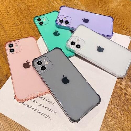Clear Shockproof Bumper Phone Case For iPhone 12 Mini 11 Pro Max Soft TPU Silicone Cover For iPhone X XR XS Max 7 8 Plus SE 2
