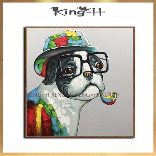 Hand-painted dog animal oil painting on the canvas frame wall painting for the sitting room wall of modern abstract art hall chi
