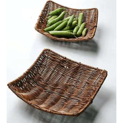 Handmade Plastic Woven Washable Mildew Proof Fruit Basket Kitchen Snack Storage Basket Desktop Storage Home Decoration
