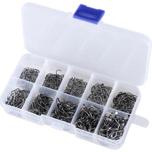 100/150/300pcs/Box High Carbon Steel Fishing hooks Mixed Size Barbed jig hook Carp Fishing Jig Head for Fly fishing Accessories