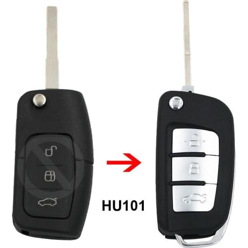 3 Button Folding Flip Remote Key Shell Case Smart Car Key Housing for Ford Focus Fiesta C Max Galaxy Kuga S-Max HU101 Blade