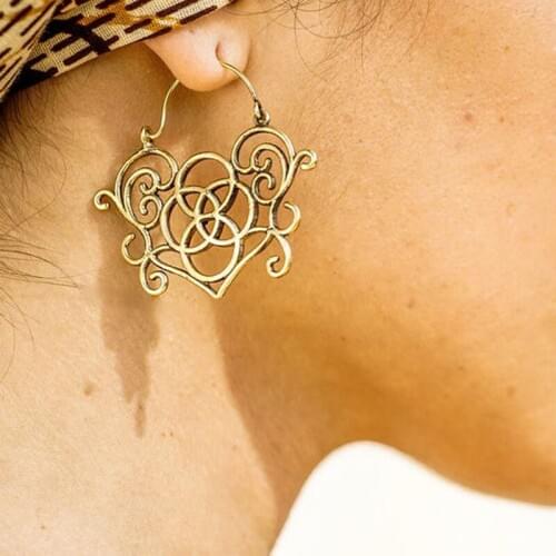 Tocona 2020 Fashion Silver Color Earrings Big Bohemian Hollow Door Lock Geometric Earrings Vintage Jewelry Gifts for Women 9022