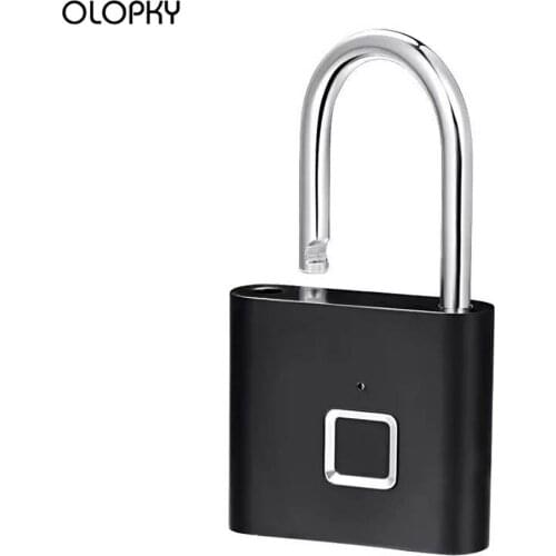 USB Rechargeable Smart Keyless Fingerprint Padlock Quick Unlock indoor and outdoor IP65 Waterproof for Bags Luggages Storage
