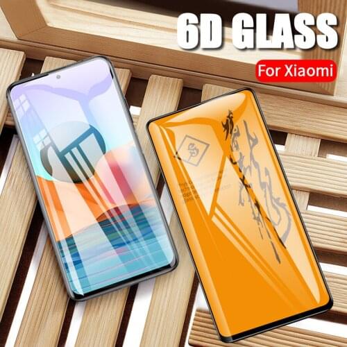 6D Full Cover Tempered Glass For Xiaomi Mi 10T 9T Poco X3 M3 F2 Pro F1 Redmi Note 8 9 10 Pro 9S 9T 9A 9C Screen Protector Glass