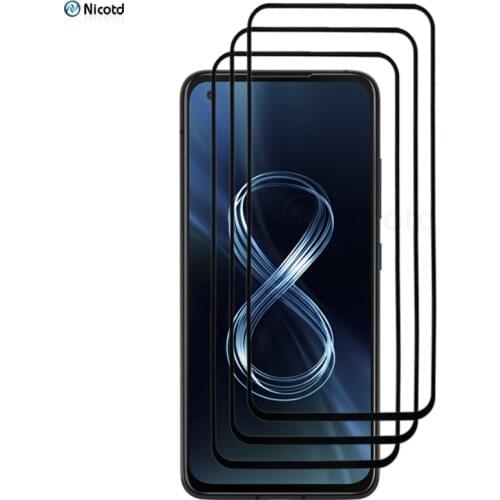 3PCS/Lot Full Cover Full Glue Premium Tempered Glass For Asus Zenfone 8 Screen Protector For Asus Zenfone 8 ZS590KS 5.9 inches