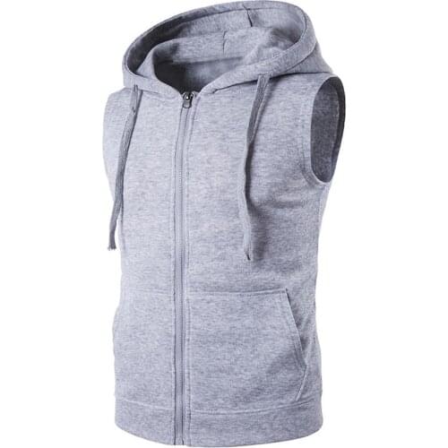 Vests Men Fashion Solid Color Vest Jacket Zipper Pockets Waistcoat Sleeveless Hoodies