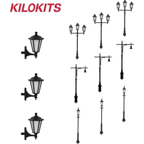 1/35 Scale 12PCS Plastic Unpainted Street Lamps Hobby Building Kits Railway Terrain Lawn Miniatures