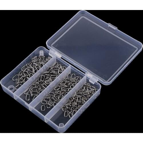 200x Extra Strong Stainless Steel Oval Split Rings Double Split Rings Fishing Tackle Connectors with Box 4 Sizes